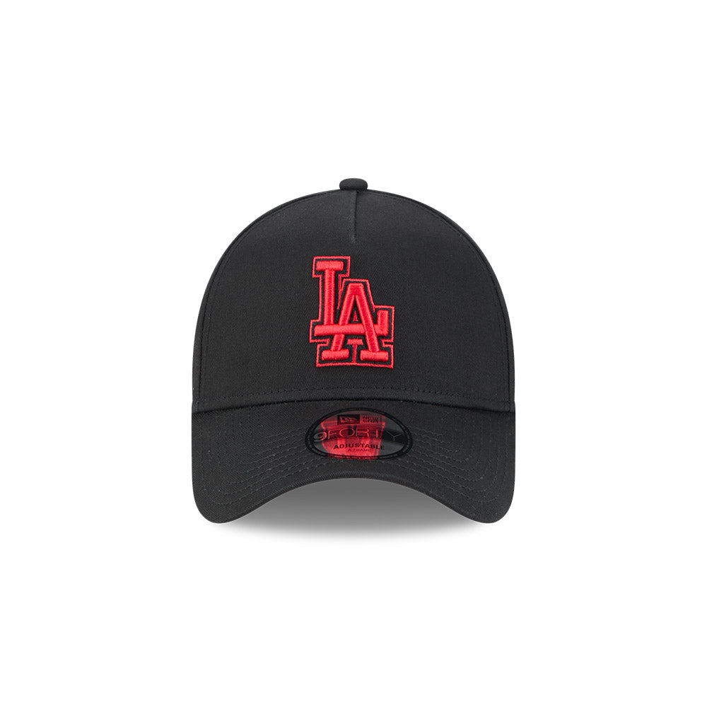 LA Dodgers Hat - Black Scarlet Red 9Forty A-Frame MLB Snapback Cap - New Era